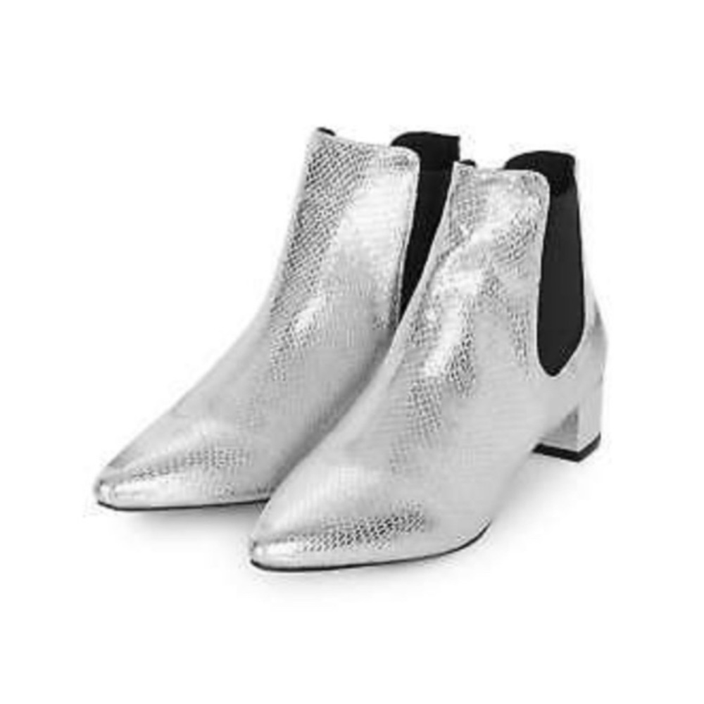 Topshop Silver Metallic Chelsea Boot